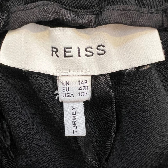 Reiss | Wide Leg Pintuck Black Dress Pants Sz 10R Office Chic Capsule Wardrobe - Picture 3 of 8